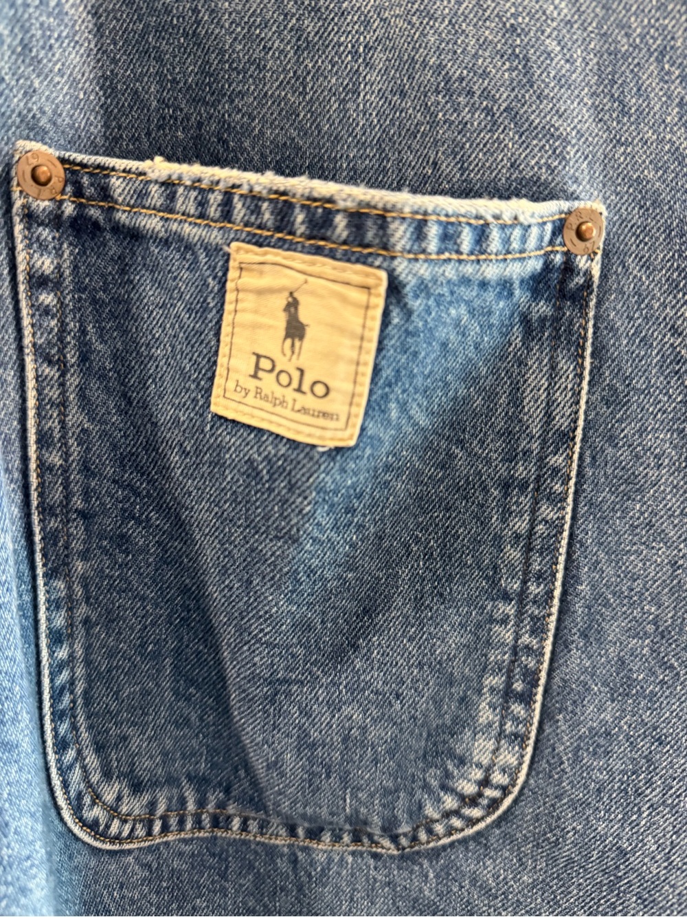 LN Polo Ralph Lauren Blue Denim Oversized Barn Jacket w/Tan Corduroy Collar XL - Picture 2 of 4
